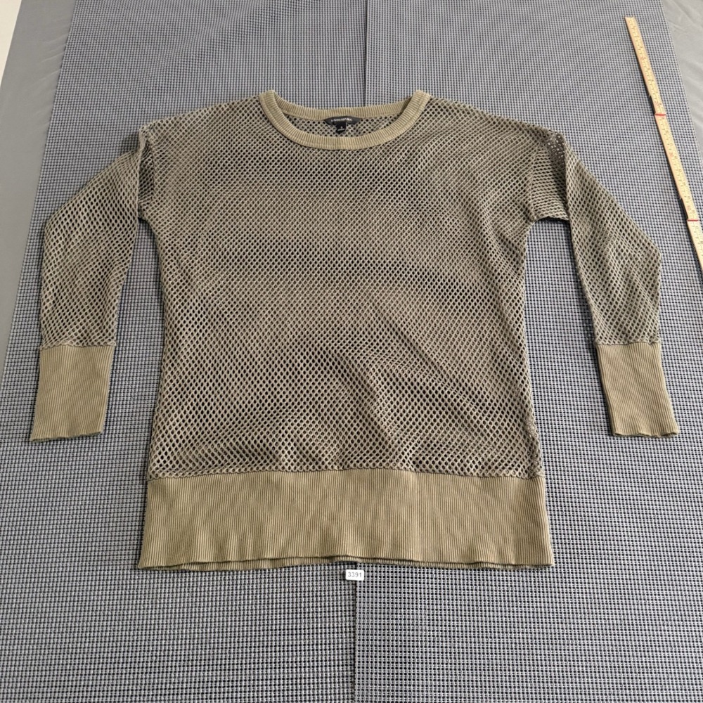 Banana Republic Womens Olive Green Mesh Knit Long Sleeve Sweater Size S